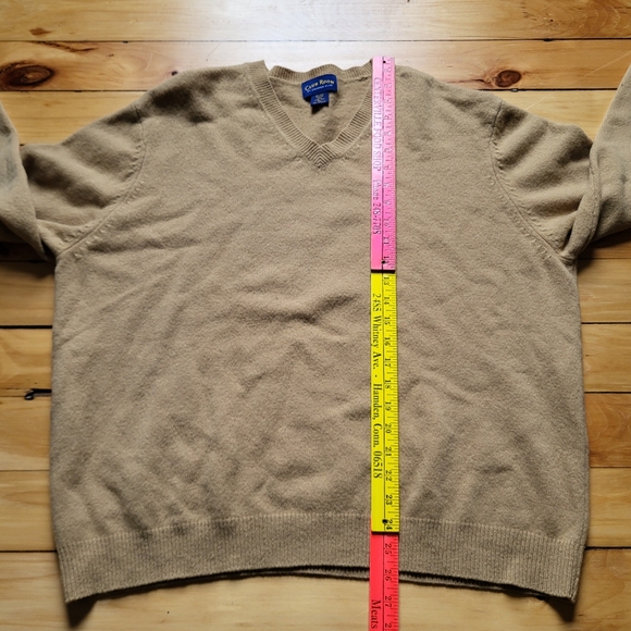 Club Room Lambswool Sweater Mens XL Brown V Neck Ribbed Preppy Dad School Teach - Picture 7 of 8